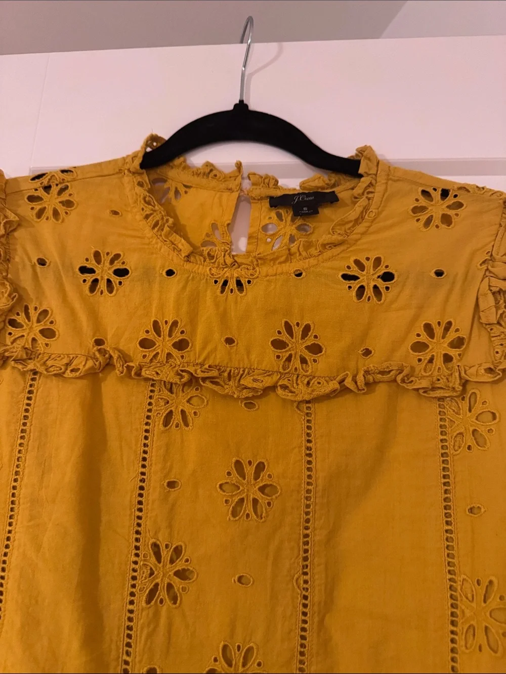 J. Crew Eyelet Long-Sleeve Peasant Top
